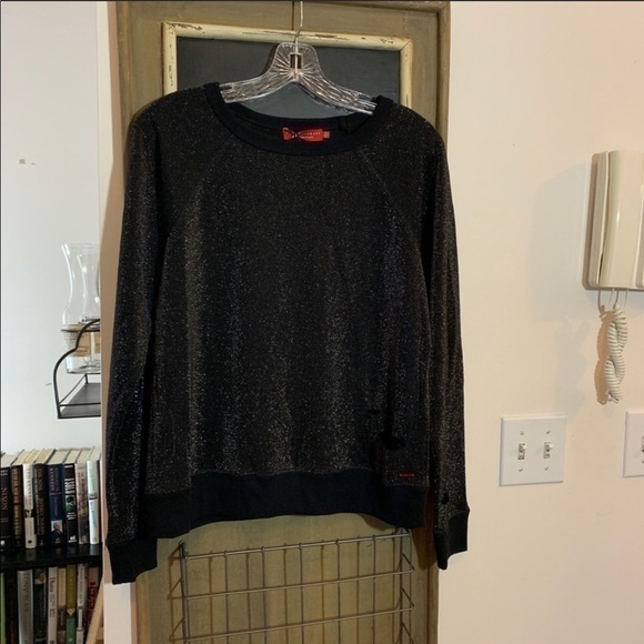 n:PHILANTHROPY Fuller Black Metallic Shimmer Sweatshirt Pullover Size Small - Picture 3 of 7